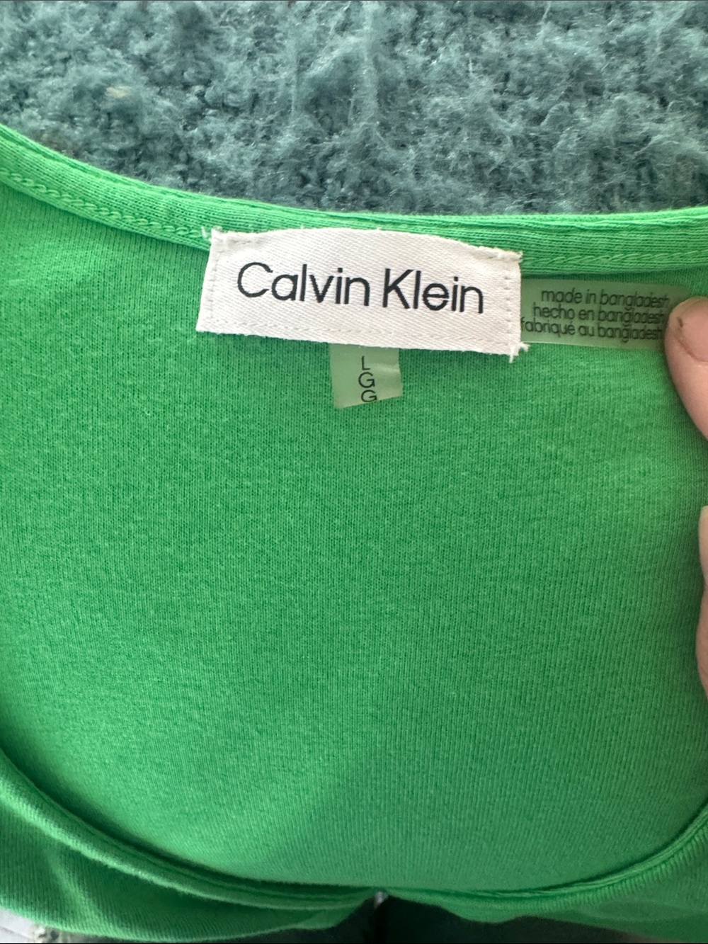 Calvin Klein Bright Green Twist-Front V-Neck Short Sleeve Top - Picture 3 of 6